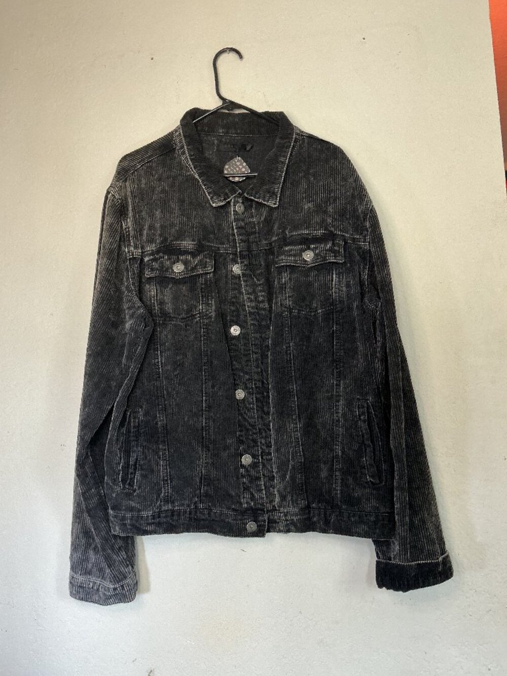 Liqour N Poker Washed Black Corduroy Trucker Jacket - Mens 2XL